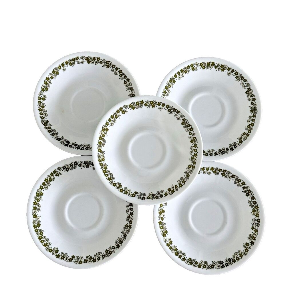 Set of 5 Corelle By Corning Crazy Daisy Spring Blossom Saucers Plates 6.25” Vtg